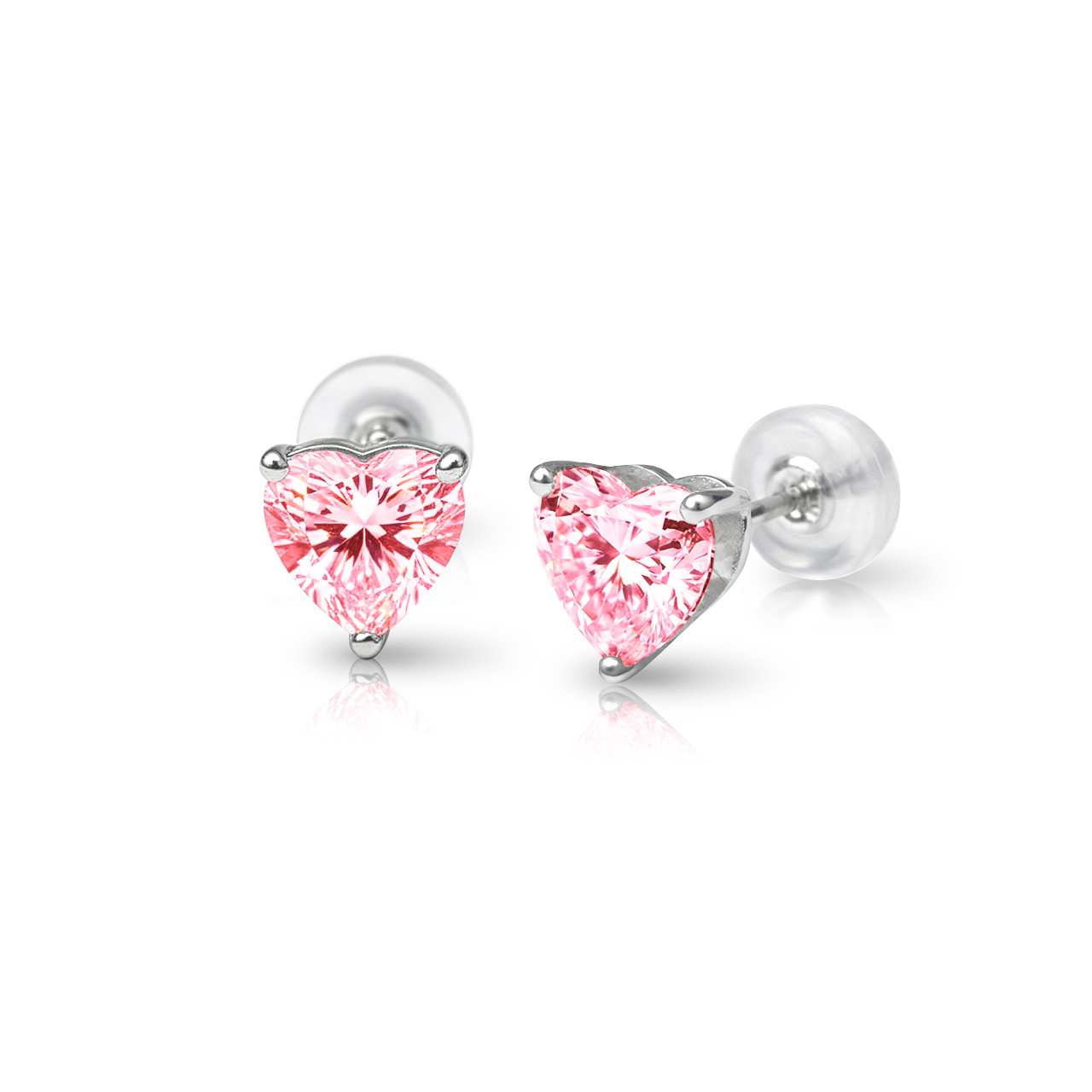 1ct　ハートシェイプ・ダイヤモンドピアス(ピンク)【precious heart】