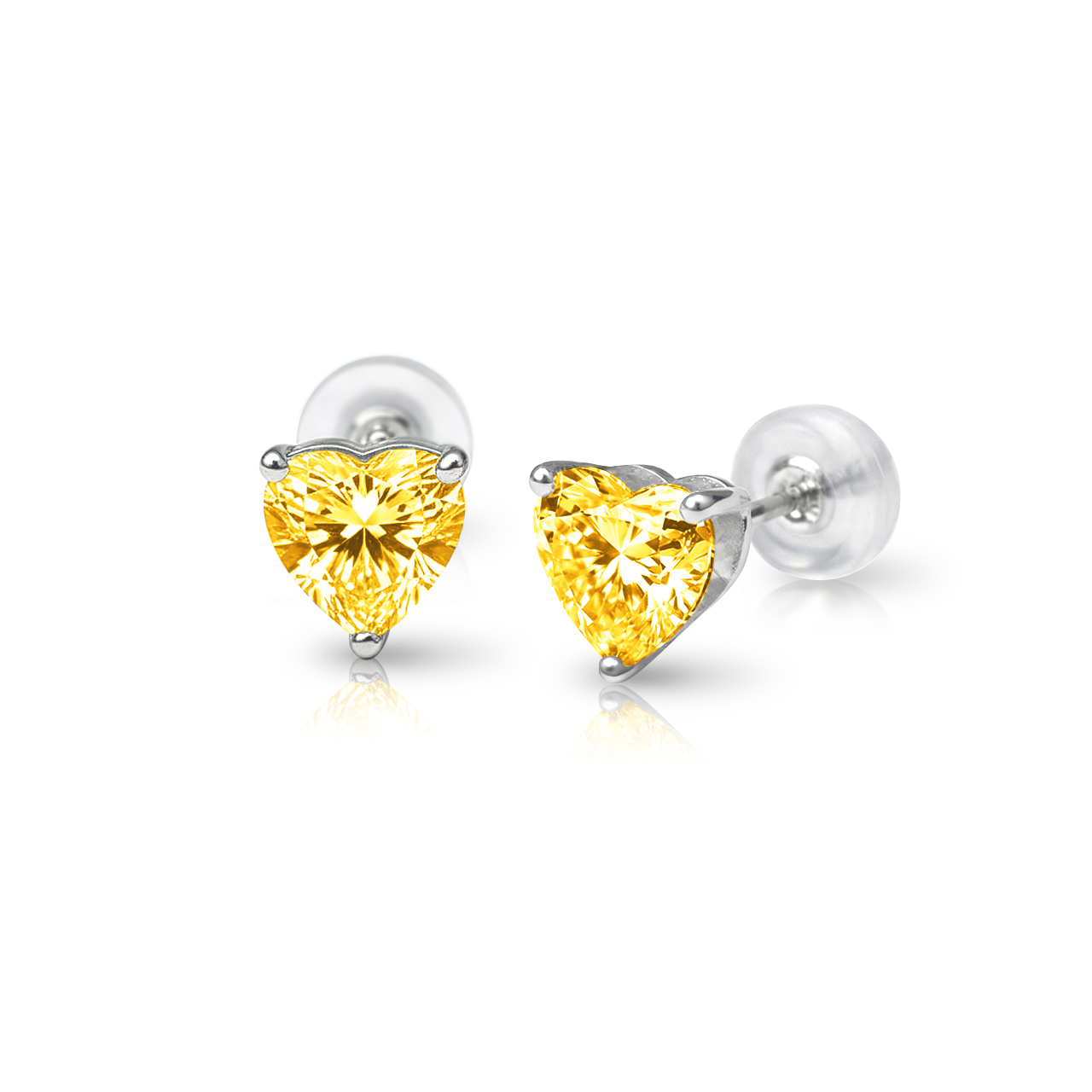 1ct　ハートシェイプ・ダイヤモンドピアス(イエロー)【precious heart】