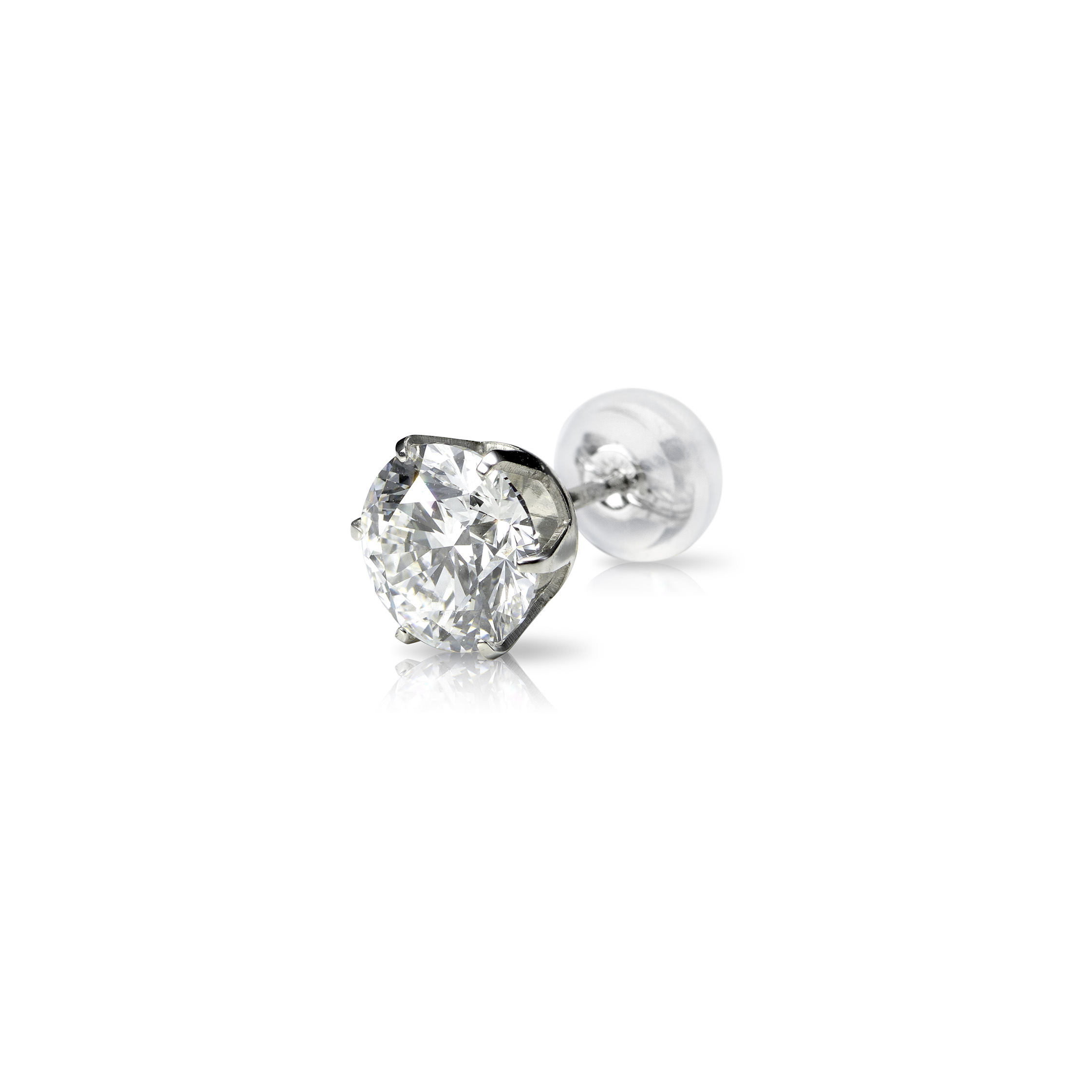 1ct プラチナ ソリッドダイヤモンド・ピアス (片耳) 【Gratia】