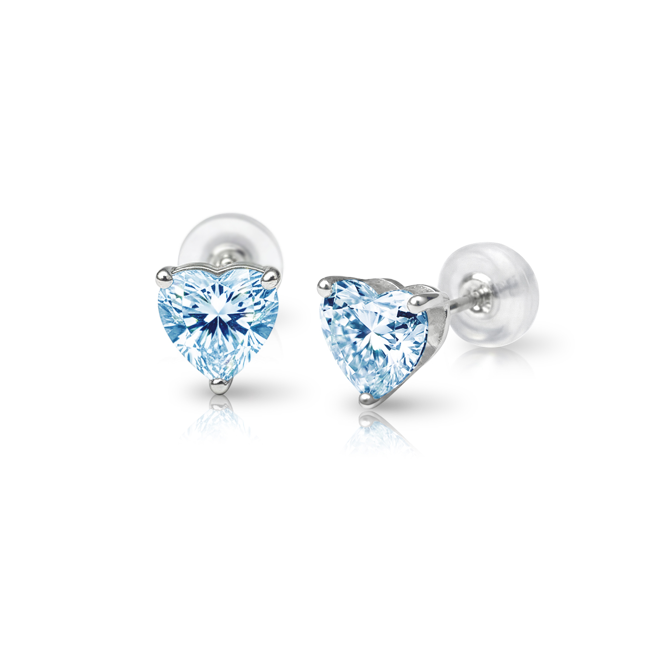 1ct　ハートシェイプ・ダイヤモンドピアス(ブルー)【precious heart】